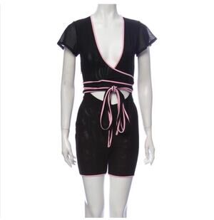 I.AM.GIA Black Pink Asha Cutout Front Tie Romper Size XS